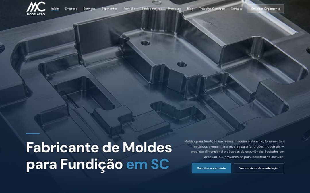 Site MC Modelação criado pela TempusTech
