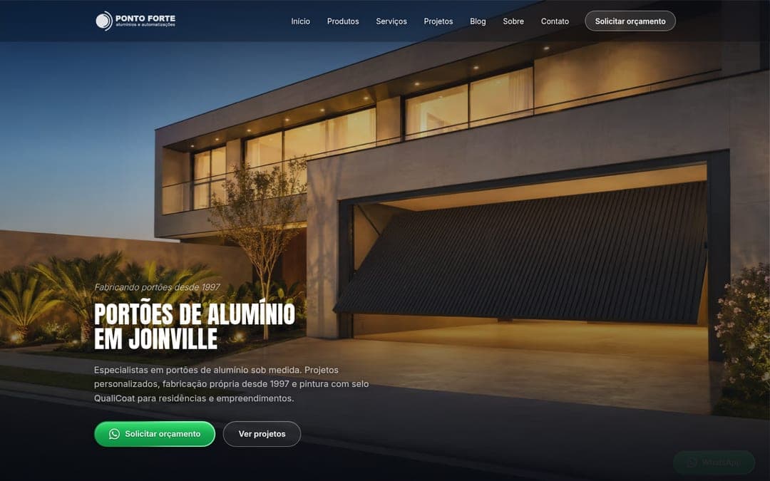 Site Ponto Forte Alumínios criado pela TempusTech
